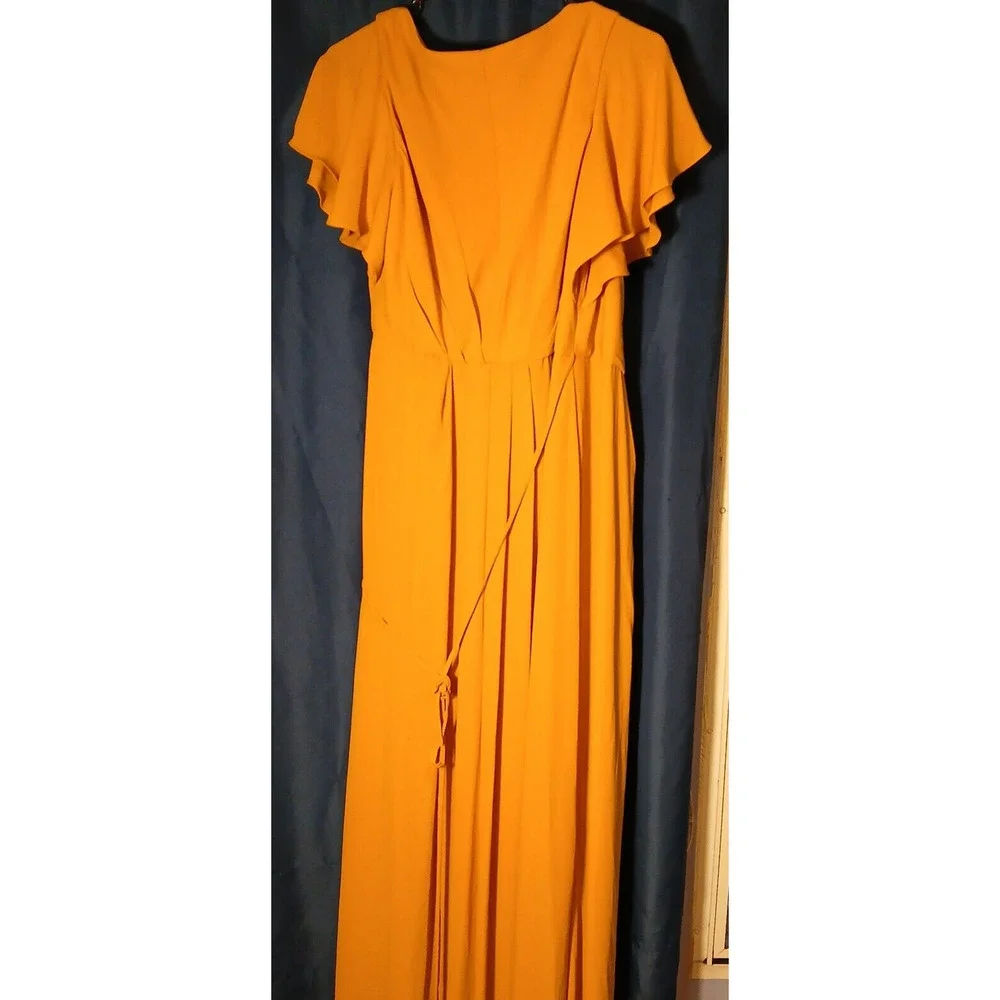 Davids Bridal Formal Floor Length Wrap Dress Size 6 Marigold NWT ,Flutter Sleeve - Picture 5 of 16